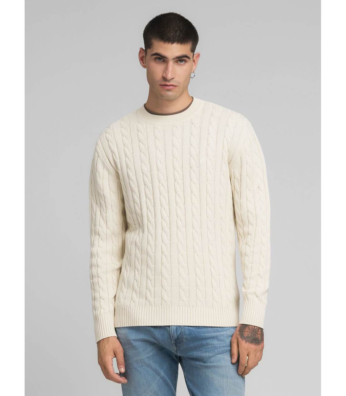 ケーブル編みコットンプルオーバー 詳細画像 アイボリー 2